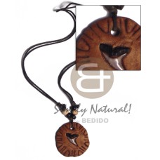 35mm round clay with shark tooth  adjustable black wax cord trib