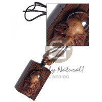clay skull on 60mmx40mm rectangular driftwood with gemstone accen