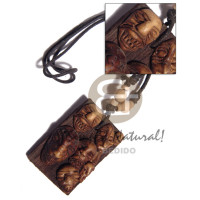 clay tribal mask on 60mmx40mm rectangular driftwood  adjustable