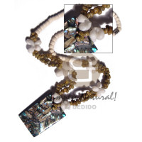 4 5mm bleached white coco pklt with moon shells and green mongo sh