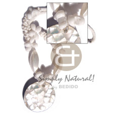 4 5mm white clam heishe with troca garlic shell  moon shells  w