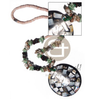 2 3mm pink luhuanus heishe with gray frog shells  sq. cut blackp