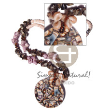 2 3mm pink luhuanus heishe with orange frog shells brown everlas