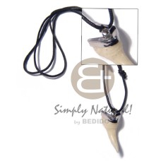 encasted imitation shark teeth pendant and adjustable black wax