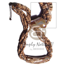 4 rows 2 3mm coco pklt tiger  2 rows blacklip heishe combination with