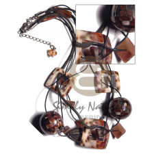4 rows black cord with 2pcs square 27mm cowrie tiger shells  1 pc