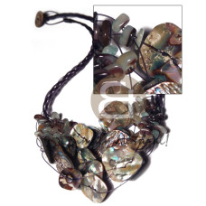 overlapping paua button chips green hammershell sq. cut combination in