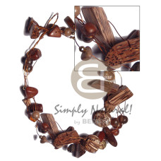 5 rows copper wire choker with palmwood , bayong , robles wood bea