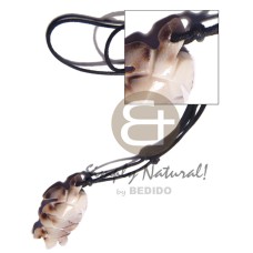 50mm cowrie tiger turtle shell in adjustable black wax cord