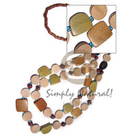 heishe natural wood beads with 2 graduated layers asstd. natural wood be