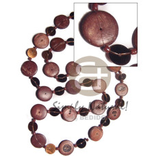 20mm flat round coco and bronze 12mm sequins glass beads combination