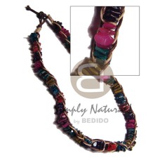 multicolored square cut hammershell in braided wax cord  18in