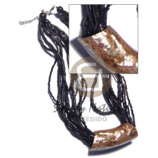 5 rows 2 3mm coco heishe and 5 rows black cut beads neckline with