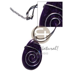 65mmx45mm marbleized violet resin pendant with spiral wire accent