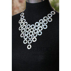 customize (kabibe)cleopatra 36 pcs. 20mm round hammershell rings in jump rings  18 in with ext. ch