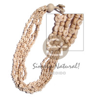 5 rows bleach white 4 5mm 7 8mm coco pokalet with natural wood beads