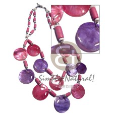 2 graduated rows pink natural wood tube with glass beads accent and 1