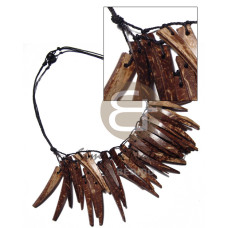 cleopatra. 3 rows natural brown indian sticks choker in black wax c