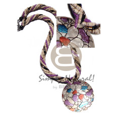 6 rows twisted coco necklace  2 3mm coco heishe  2 purple 3
