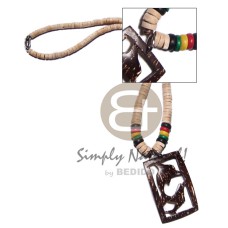 rasta  graduated coco heishe natural white with carved 50mmx32mm rec