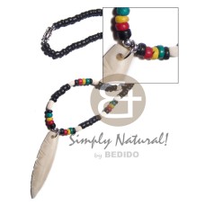 rasta  3 4mm coco black pklt with wood ricebeads combination and bone s
