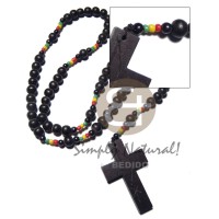 rasta  rosary black 10mm natural wood beads with 63mmx40mm wooden bl