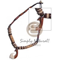 fish hook bone. wood combination pendant with sig id wood tube in macram