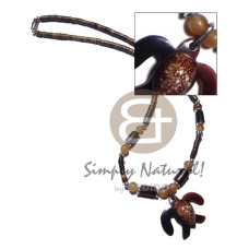 kamagong tiger heishe bead with turtle blacktab shell pendant  18