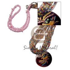twisted pink glass beads and 10 layer multicolored beads with hand
