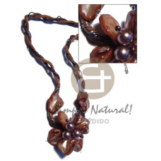 2 rows twisted matte brown coffe wax cord and1 row black soft wi