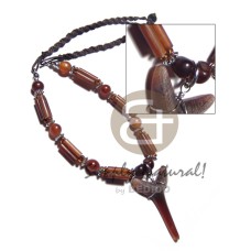bamboo in brown macrame with carabao bone tusk