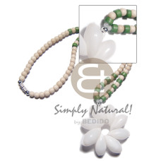 5mm round nat wood beads in green bleach white combination and bubble