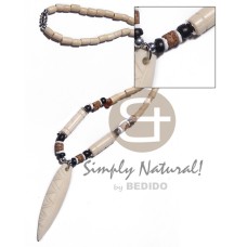 bleached white nat wood tuber with bone tube mahogany accent and b