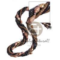 6 rows twisted coco necklace  2 3mm coco heishe  2 brown 2 b