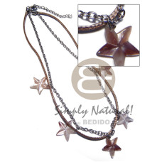 coated wax cord  metal chain combination with dangling 5pcs. 20mm star