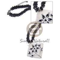 48mm diamond handpainted capiz shell in 10mm black nat wood sauc