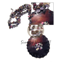 2 rows multicolored buri seed nuggets with 60mm black tab shell pe