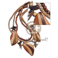 3 graduated rows 5mmwood bead natural wood heishe with coco sticks an
