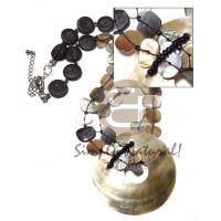 2 rows floating blacklip shell chips  15mm black coco disc with 6