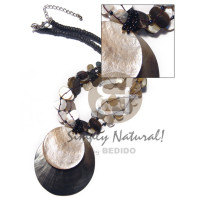 3 rows floating blacklip shell chips  4 5mm black coco pklt with