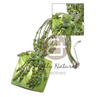 60mm square kabibe shell pendant in six rows matching wax cord 