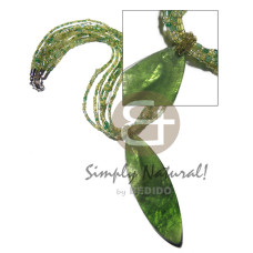 6 rows cut bead with 80mmx28mm laminated back to back capiz pendan