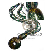 5 rows glass beads 4 rows wax cord with 30mmx20mm wood capsule 40