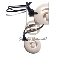 round 45mm carabao bone pendant in adjustable wax cord