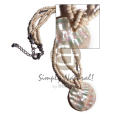 45mm round kabibe shell pendant in 2 rows 2 3mm bleached white c
