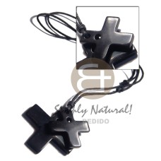 45mm and 35mm double black carabao horn cross in adjustable wax 