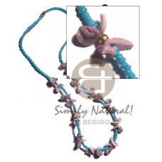 violet lily in light blue glass beads 18in