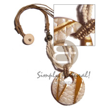 50mm round resin pendant in 4 rows 2 3mm bleached white coco pkl