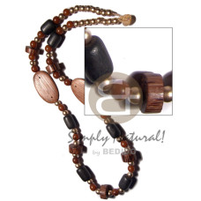 10mm gold and brown round wood beads with patikan wood wheel and a