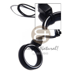 black round 45mm carabao horn ring with black cube wood beads in b